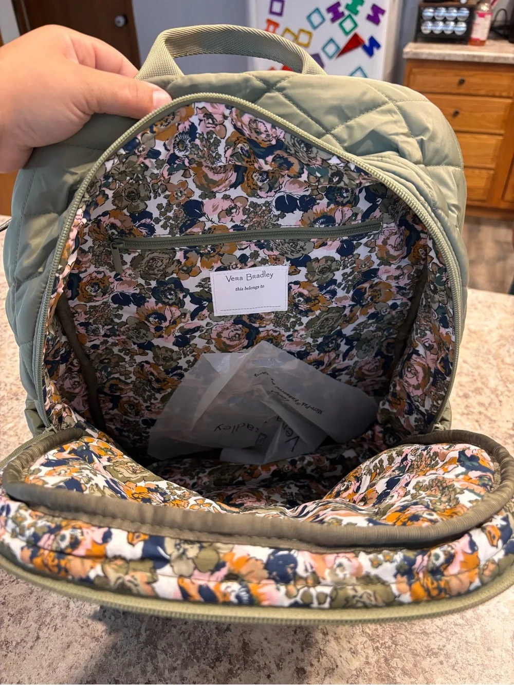 Vera Bradley Olive Quilted Daypack Backpack